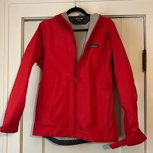 Womens red Patagonia rain jacket size M